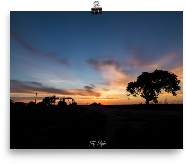Sunset On The Farm - Canvas (1000x1000), Png Download