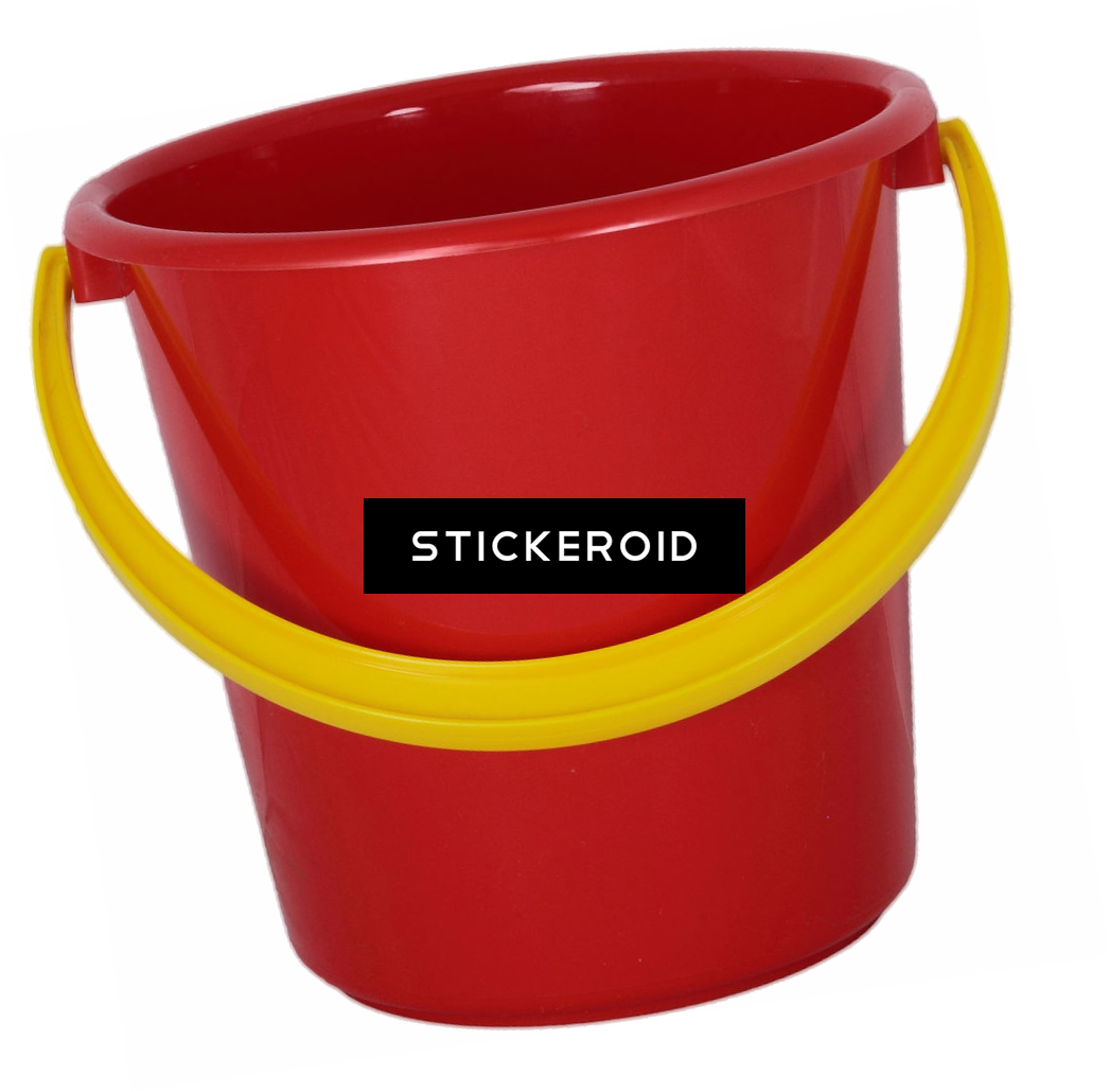 Plastic Red Bucket - Bucket (1046x1030), Png Download