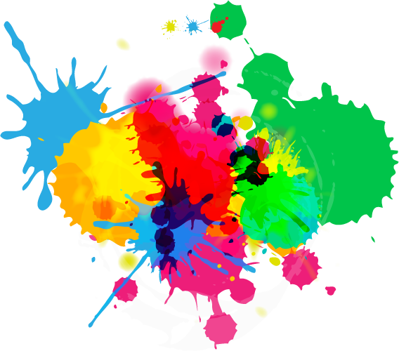Paint Splatter - Colours On White Background (568x500), Png Download