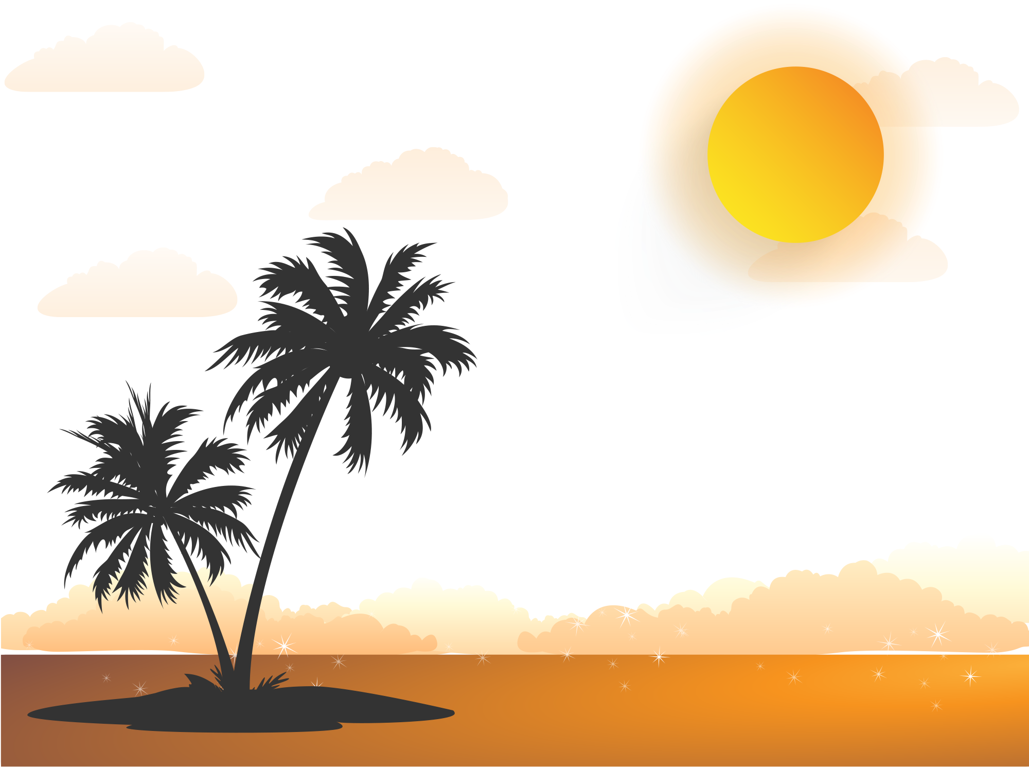 Sunrise Png Hd Quality - Black Palm Tree Vector (2000x2000), Png Download
