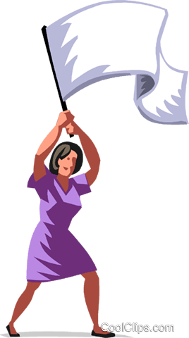 Businesswoman Waving A White Flag Royalty Free Vector - Frau Mit Weiße Fahne (268x480), Png Download