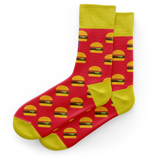 Custom Socks - Burger Style - Custom Sock Shop (500x525), Png Download