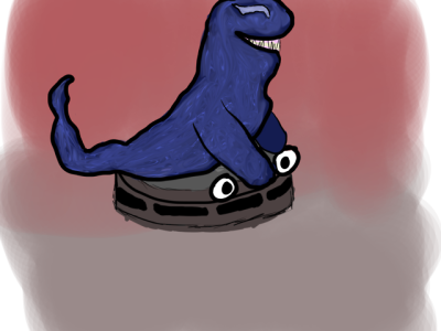 I Drew Venom Riding On A Roomba That Has Googly Eyes - Cartoon (400x300), Png Download