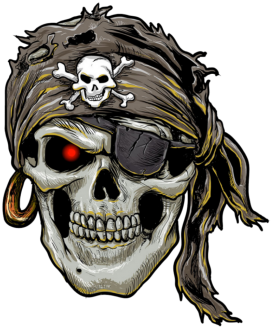 Pirate Zombie Skull - Skull Art Pirate (360x360), Png Download