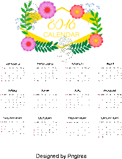 Colorful Flower Decoration Calendar Template, Vector, - Portable Network Graphics (360x360), Png Download
