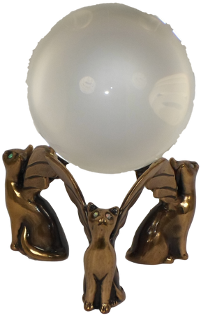 3 Cat Crystal Ball Stand - Cat Crystal Ball Stand (600x500), Png Download