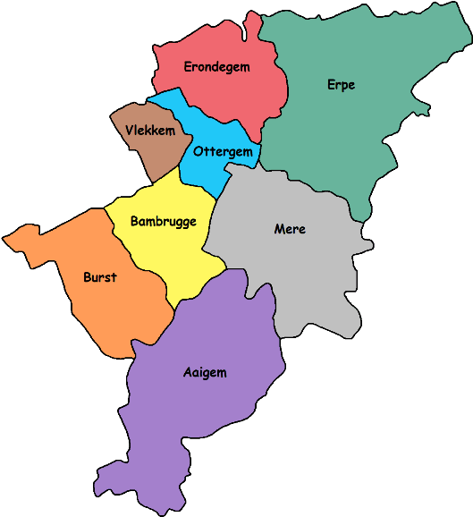 Aaigem Bambrugge Burst Erondegem Erpe Mere Ottergem - Erpe Mere Deelgemeenten (549x597), Png Download