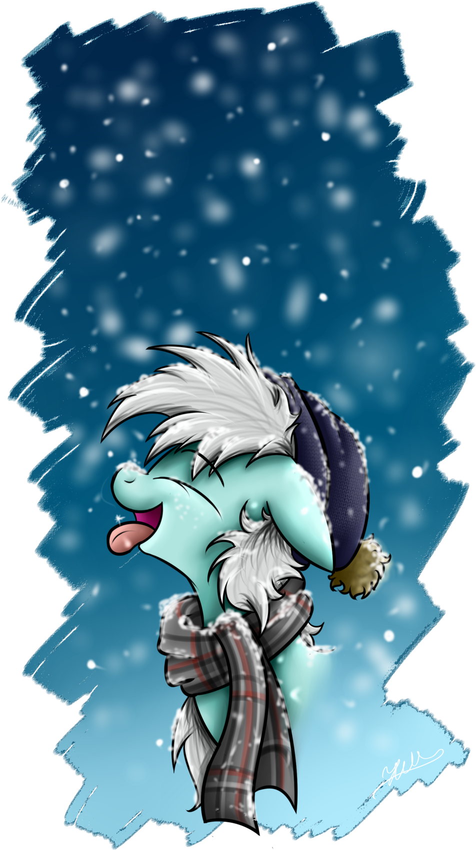 Hilis, Catching Snowflakes, Clothes, Eyes Closed, Hat, - My Little Pony: Friendship Is Magic (1024x1717), Png Download