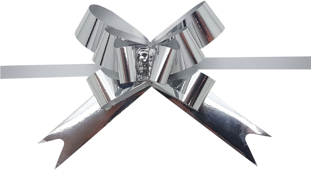 Shiny Silver Pull Bows Silver Pull Up Bows - Christmas Day (1024x865), Png Download