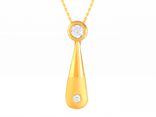 Elegant Tear Drop Gold Pendant - Gold (540x404), Png Download