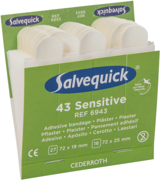 Band Aid Sensitive 6943 6x43st - Medique 6943 Bandage Refill, Green, Cardboard, Pk 6 (360x360), Png Download