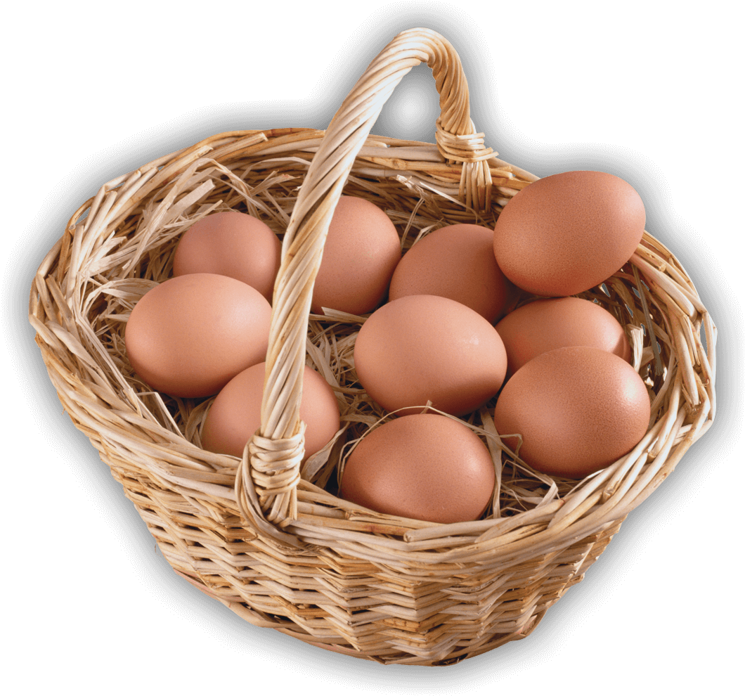 Eggs At All Times - Basket Of Eggs (1069x998), Png Download