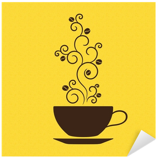 Cup Of Coffee With Floral Ornamental Steam Over Burlap - Coffee (400x400), Png Download