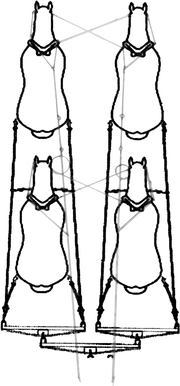 Multiple Hitching With One Set Of Lines - Line Art (636x1280), Png Download