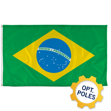 Brazil Flag W/ Optional Flagpole - Brazil Flag (385x385), Png Download