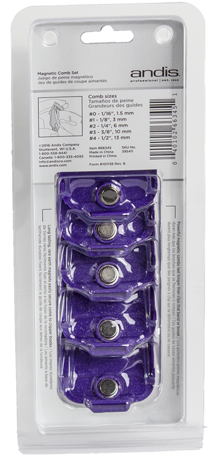 Andis Single Magnetic 5-comb Set - Viola (1024x1024), Png Download