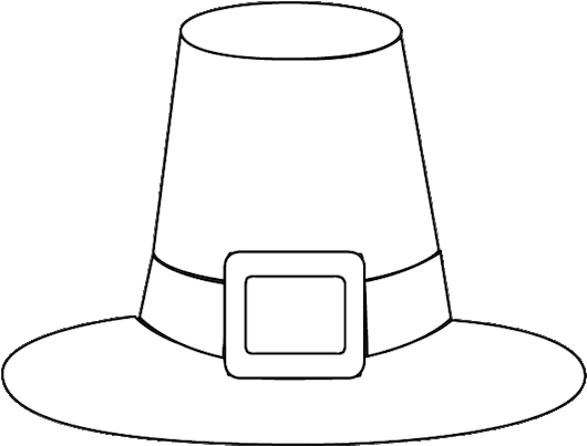 Top 15 Images For Pilgrim Hat Thanksgiving Coloring (562x462), Png Download