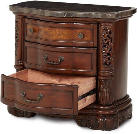 Excelsior Bedside Chest Cedar Drawer - Aico Excelsior Fruitwood Bedside Chest (600x510), Png Download