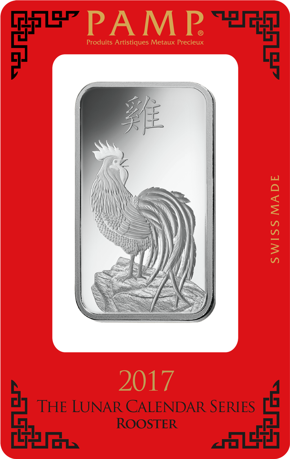 1 Oz Silver Bar - Pamp Rooster Gold Bar (1580x1580), Png Download