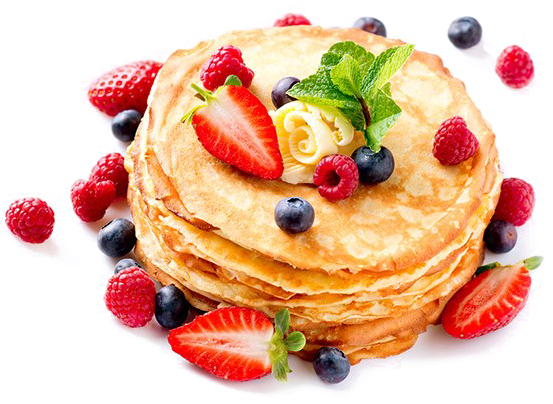Pancake Transparent Image - Pancakes With Fruit Png (600x489), Png Download