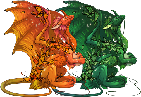 Leafy Autumn - Pokemon As Dragons (500x350), Png Download