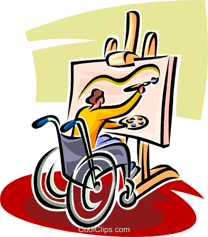 Wheelchair Artist Painting A Picture - Disabled Person With Talents Clipart (422x480), Png Download