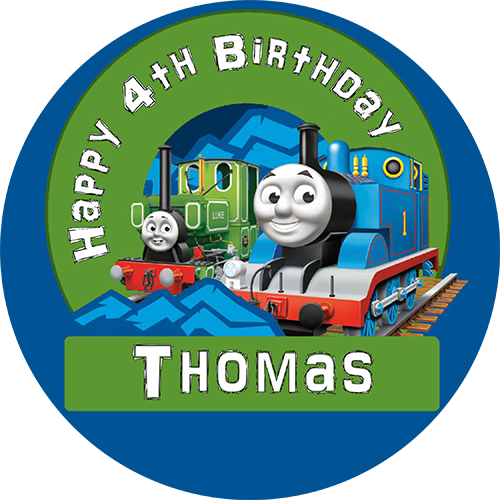 Thomas The Tank Engine Blue Mountain 8" Personalised - Birthday Party Thomas Party Game (each) (500x500), Png Download