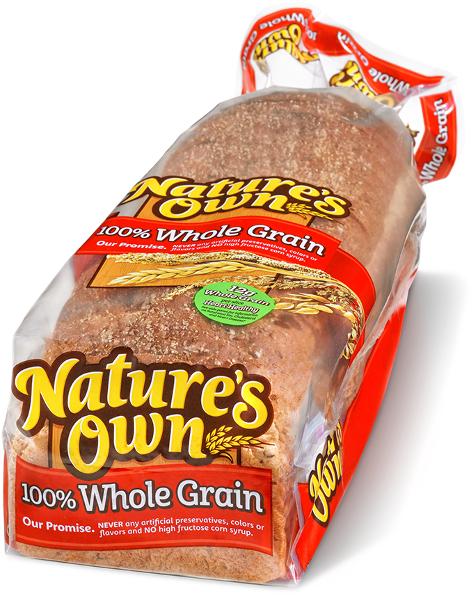 100% Whole Grain - Nature's Own Honey Wheat Bread - 20 Oz Loaf (890x1000), Png Download