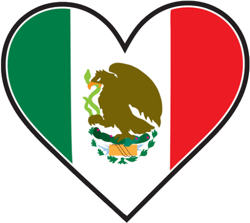 Flag Drawing, Flag Vector, Mexico Flag, International - Mexico Flag Heart (500x500), Png Download