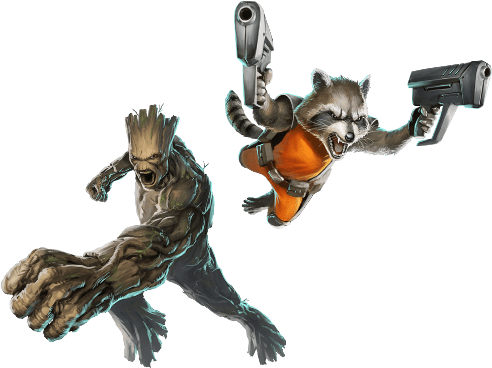 Review Fix Chats With D3publisher Producer Joe Fletcher, - Rocket And Groot No Background (1000x763), Png Download