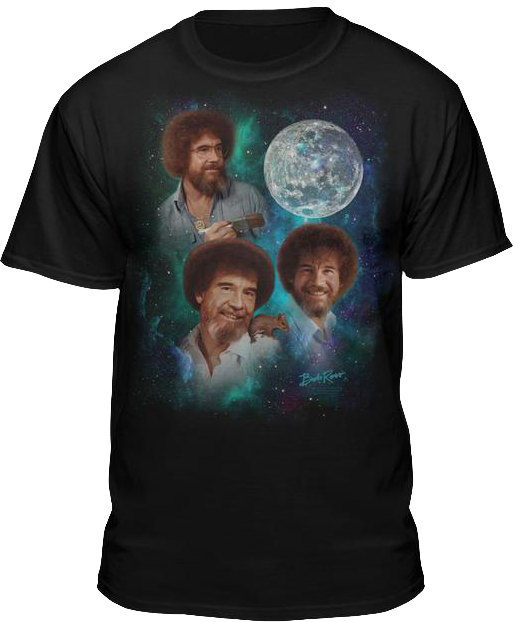 Three Bob Ross Moon T-shirt - Bob Ross Cat Shirt (513x622), Png Download