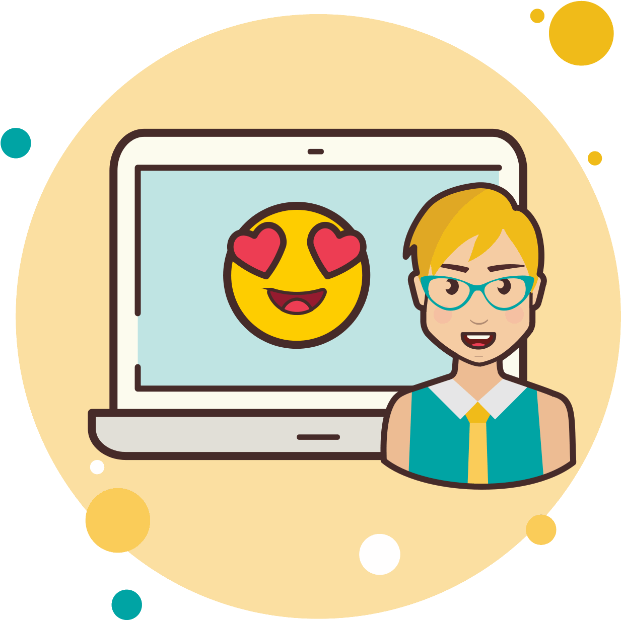 Laptop In Love Emoji Icon - Laptop (1600x1600), Png Download
