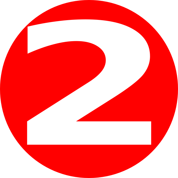 Number 2 Red Circle (600x600), Png Download