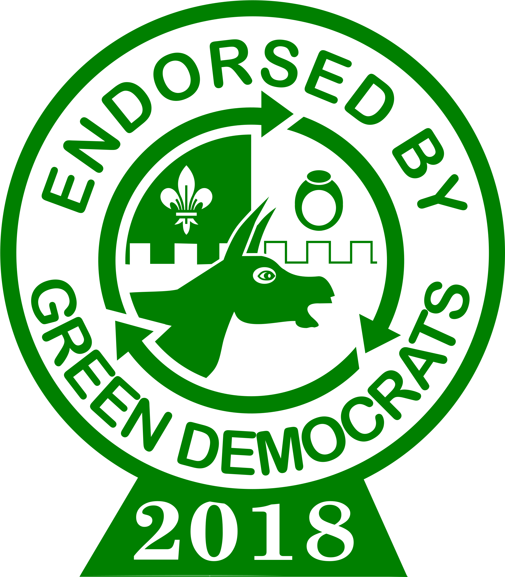 Green Dems 2018 Endorsement High-res Color - Rock Band Guitar Icon (2196x2509), Png Download