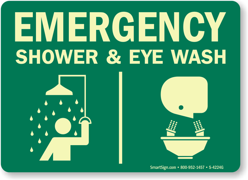 Emergency Shower & Eye Wash Sign - Emergency Shower And Eyewash Sign (800x579), Png Download