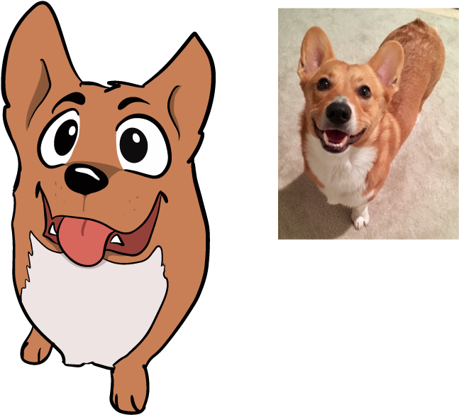 Atlas The Corgi Illustrator Pets Caricature Cartoon - Pembroke Welsh Corgi (800x600), Png Download