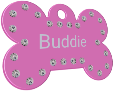 99 Pink Bone Pet Tag With Crystals - Pet Tag (450x450), Png Download