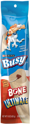 Busy Bone Ultimate Chew Large - Purina Busy Bone Ultimate Dog Treats (8) 15 Oz. Pouch (380x475), Png Download