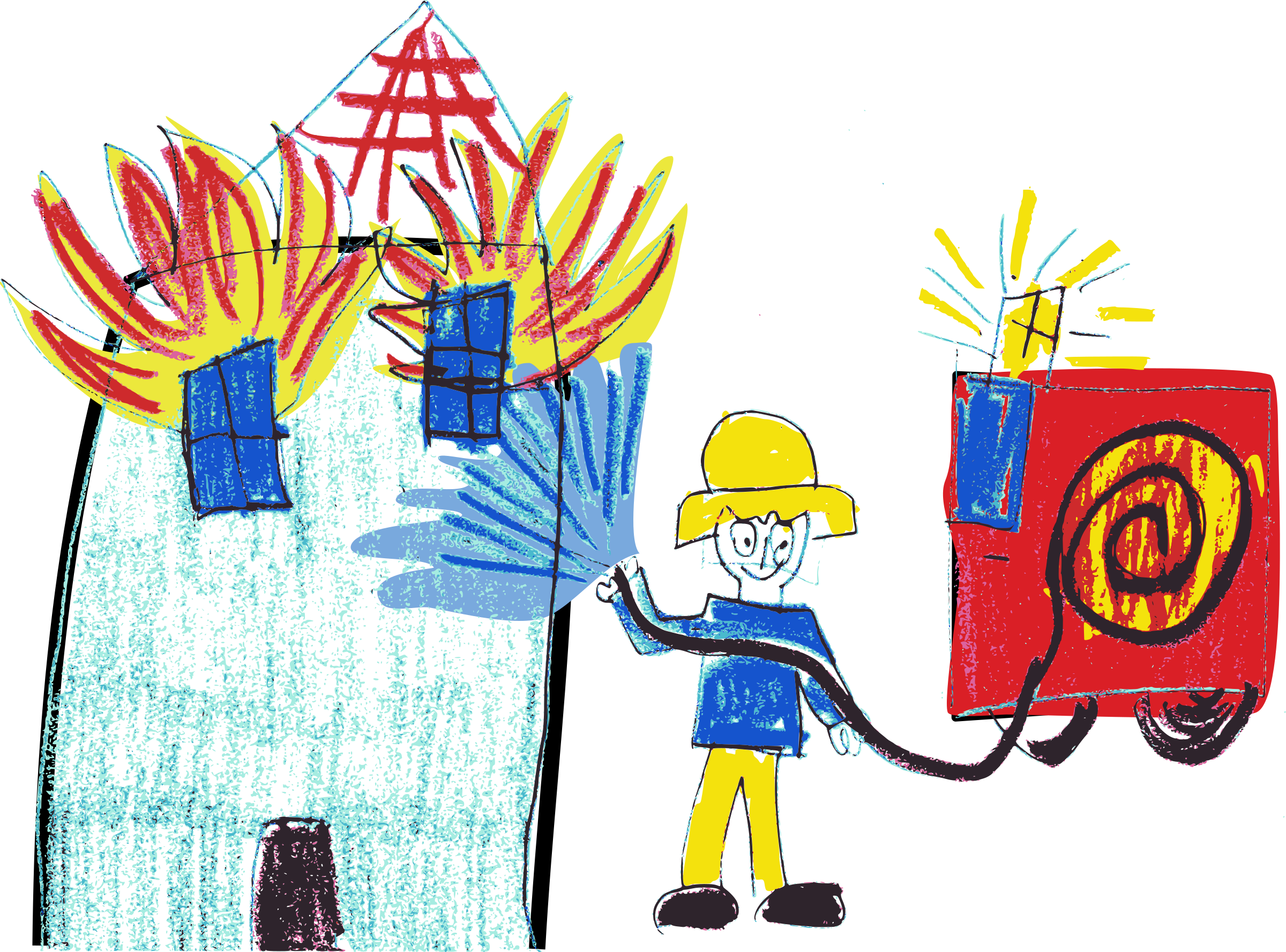 Picture Black And White Library Bombero Fuego Fire - Firefighter (2400x1777), Png Download