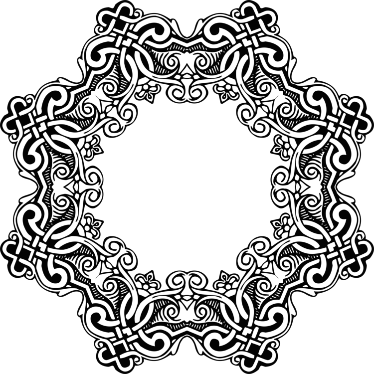 Picture Frames Ornament Decorative Arts Octagon Black - Clipart Frame Octagon Border (750x750), Png Download