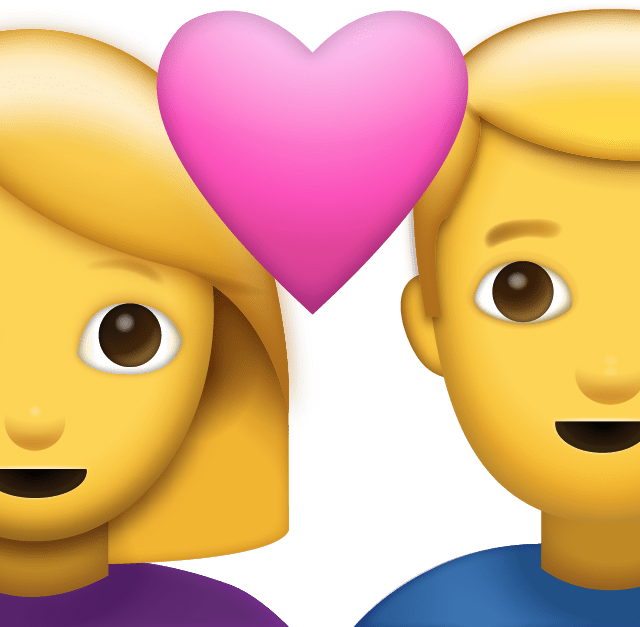 Emoji Man Woman Heart (640x627), Png Download