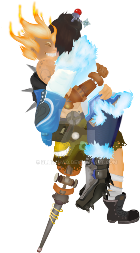 Junkrat And Mei By Bluechao - Junkrat Overwatch Art (741x1079), Png Download