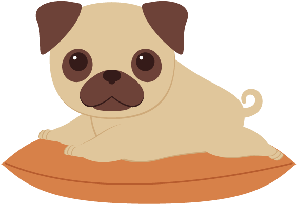 Placing The Pug On The Pillow - Cartoon Transparent Pug (850x504), Png Download
