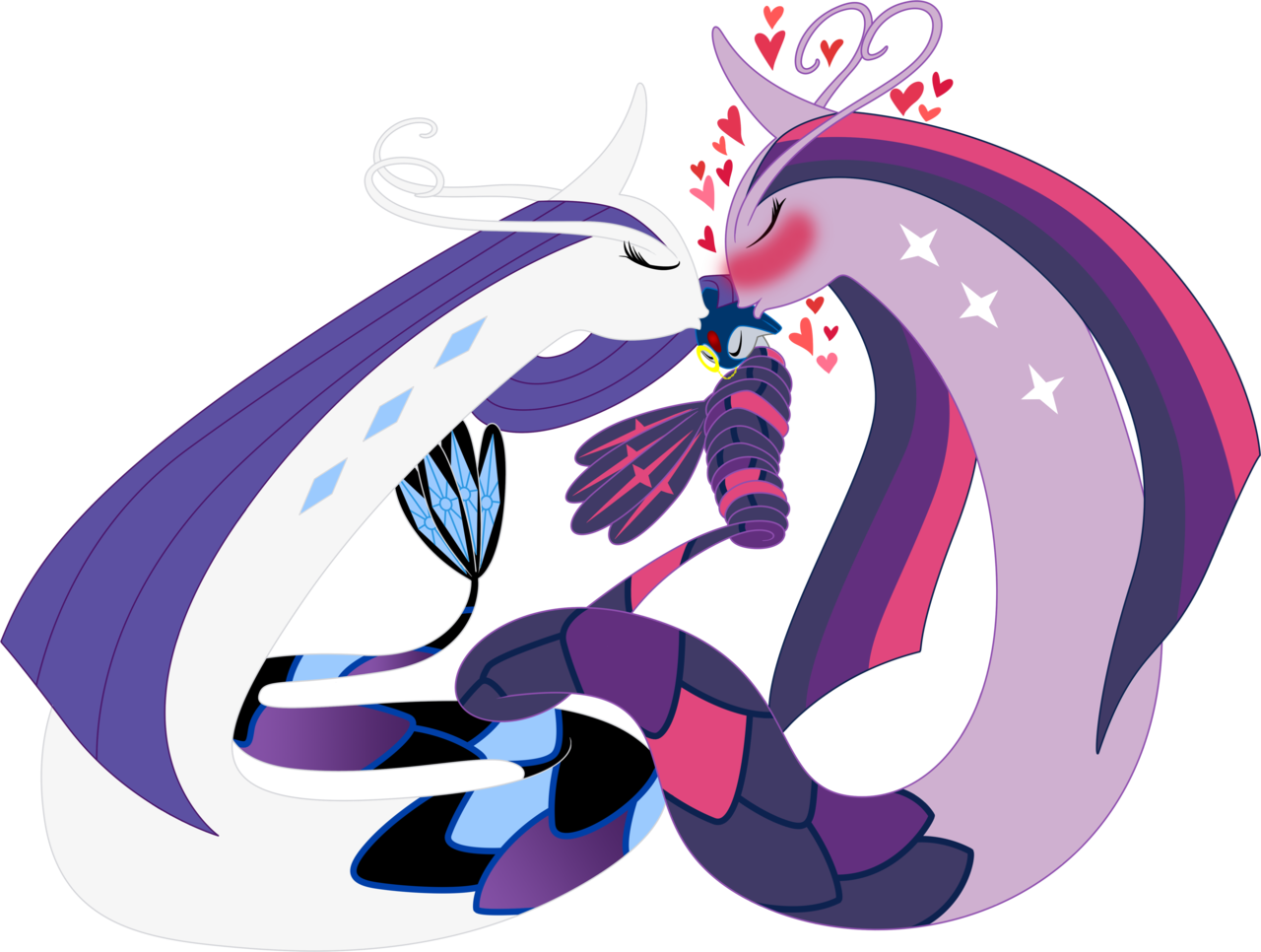 Genuine-azelf, Azelf, Cupix, Heart, Kissing, Milotic, - Milotic Kiss (1280x966), Png Download