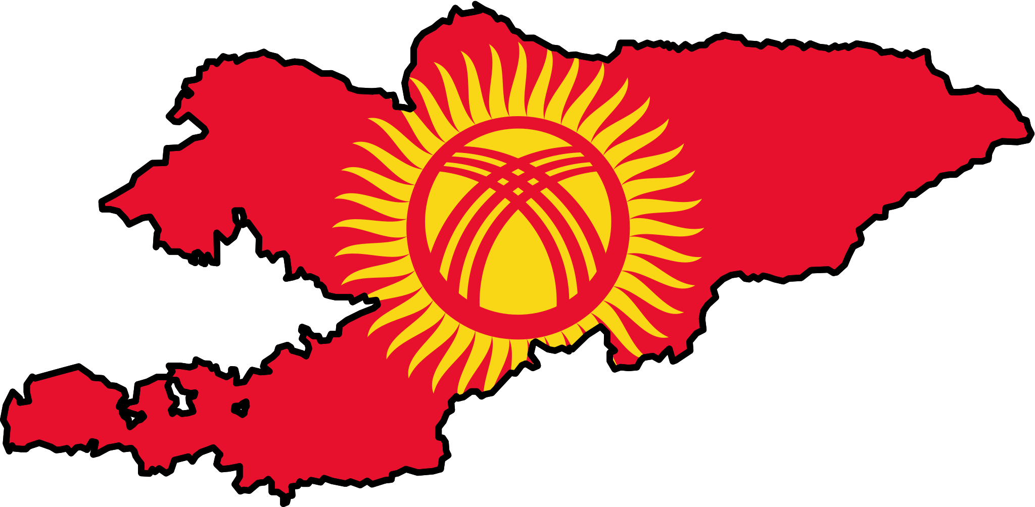 Kyrgyzstan Flag Map The Constitutional Court Of South - Kyrgyzstan Flag Map Png (2048x1004), Png Download
