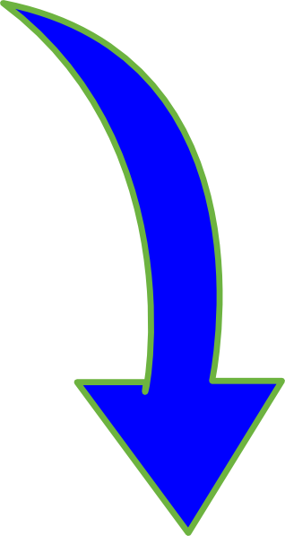 Curved Arrow Bright Blue Small - Curved Arrow Pointing Down (318x597), Png Download