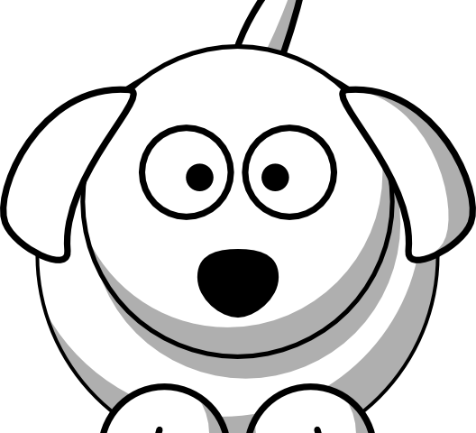 Happy Dog Face Clip Art Boxer Dog Face - Black And White Cartoon Animals (528x480), Png Download