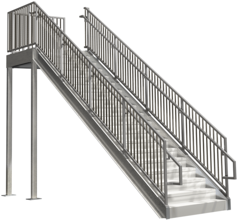 Commercial Stair Options - Prefab Metal Stairs (470x470), Png Download