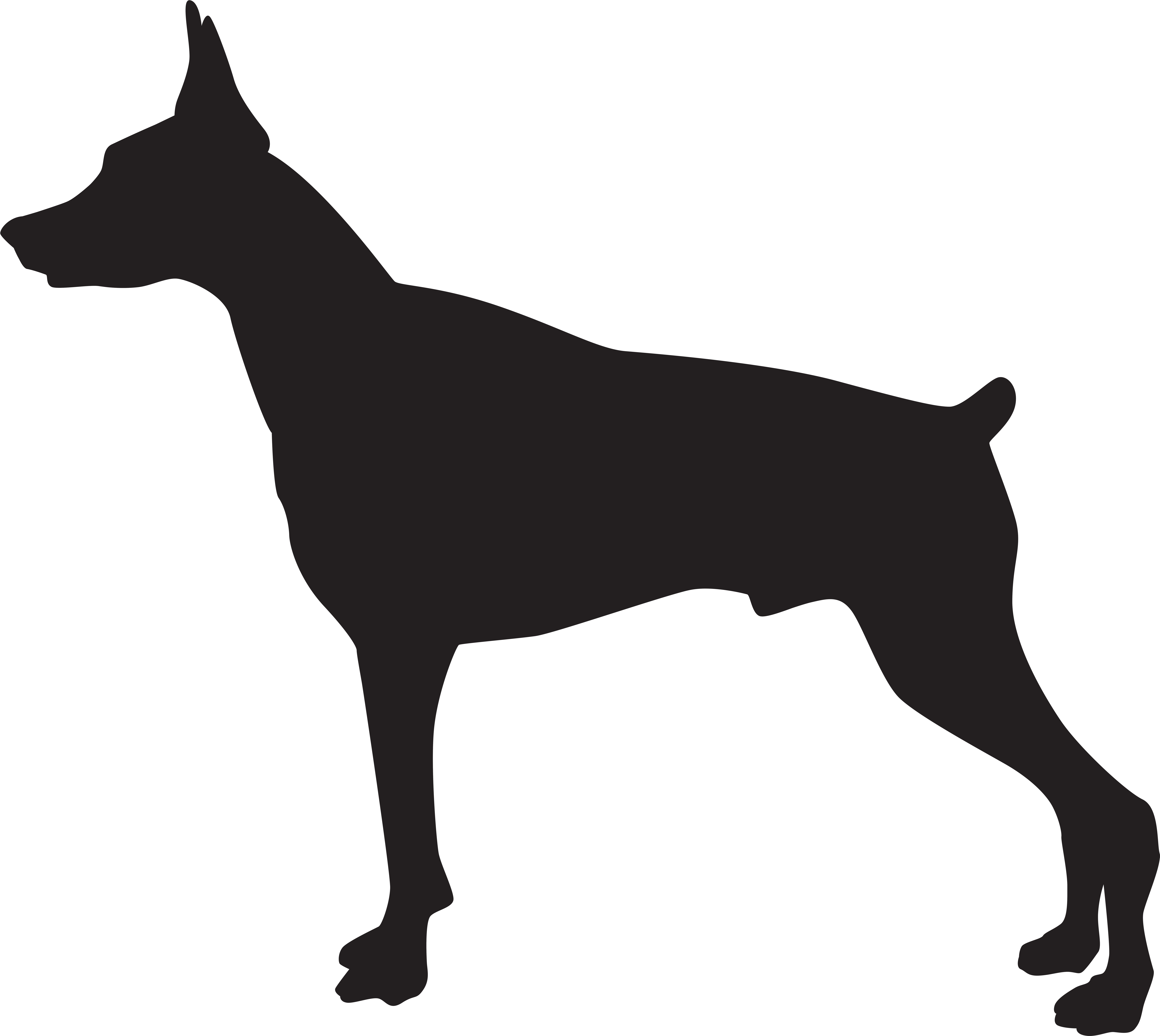 Doberman Dog Silhouette Png Clip Art Image (8000x7137), Png Download
