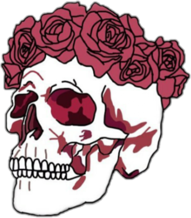 Freetoedit Skull Tumblr Rose Red Redlove White Redlove - Heads Will Roll Jaydon Lewis Remix (671x765), Png Download